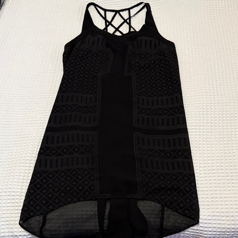 Gentle Fawn Chiffon Black Strappy Back Dress EUC L